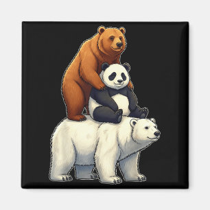 Imán Osos divertidos apilados panda grizzly oso polar t