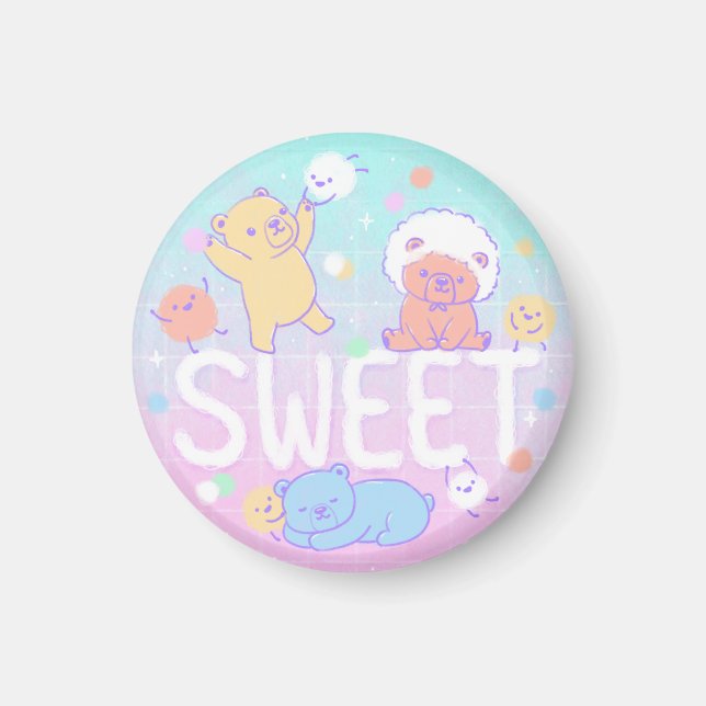 Imán Osos dulces con monstruos Fluffy (Frente)