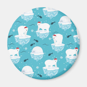 Imán Osos polares cortos en el patrón de Navidades Sant