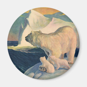 Imán Osos polares vintage en iceberg, animal salvaje de