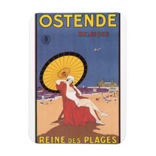 Imán Ostende-Belgique Vintage Poster de Viajes