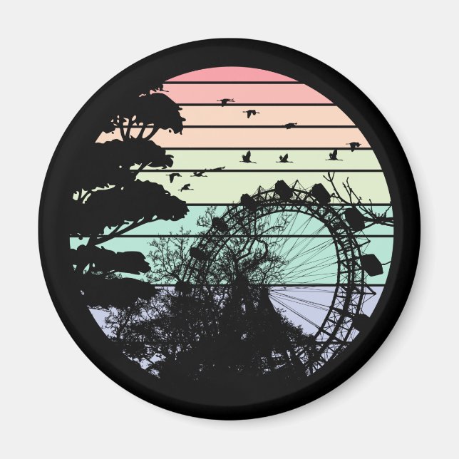 Imán Österreich Wien Retro Prater Riesenrad (Frente)