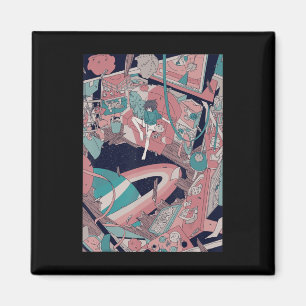 Imán Otaku japonés, Chica Lofi estético de Anime Retro 