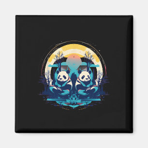 Imán Otaku Kawaii Anime Espiritual y Panda Meditando 