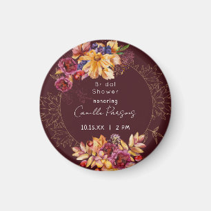 Imán Otoño Borgoña Moody Watercolor Bridal Shower