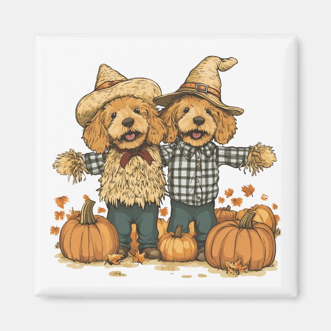 Imán Otoño Cosecha Goldendoodle Dogs (Frente)