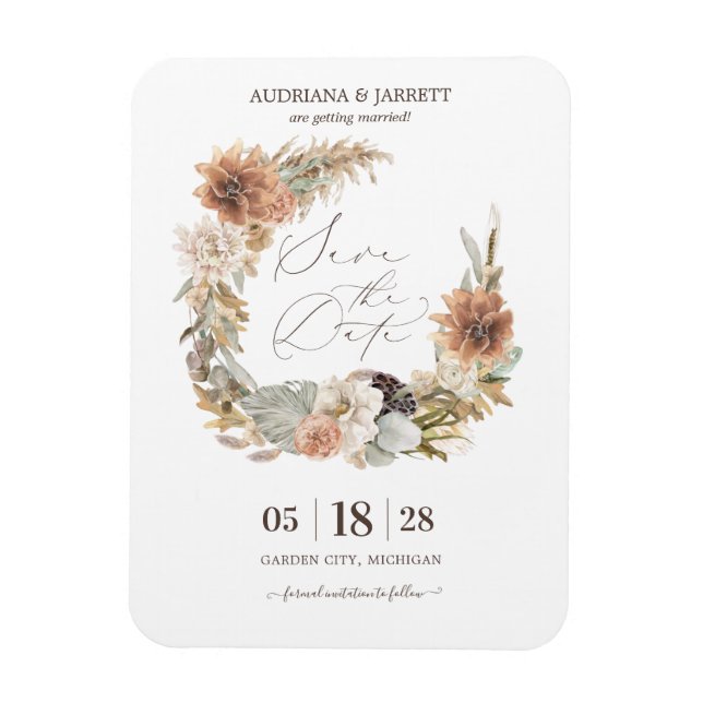 Imán Otoño De Otoño Del Boho Dried Floral Pampas (Vertical)