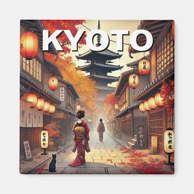 Imán Otoño del santuario Yasaka de Kioto Japón (Frente)