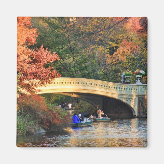 Imán Otoño en Central Park: Boaters by Bow Bridge #01 (Frente)