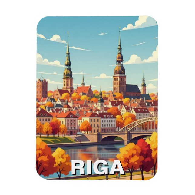 Imán Otoño en Riga Letonia Viajes (Vertical)