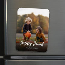 Otoño Foto Simple Caligrafía Feliz Cosecha