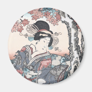 Imán Otoño japonés Ukiyo-e Momijigari ningún himegimi