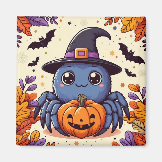 Imán Otoño/otoño/araña/bruja/halloween (Frente)