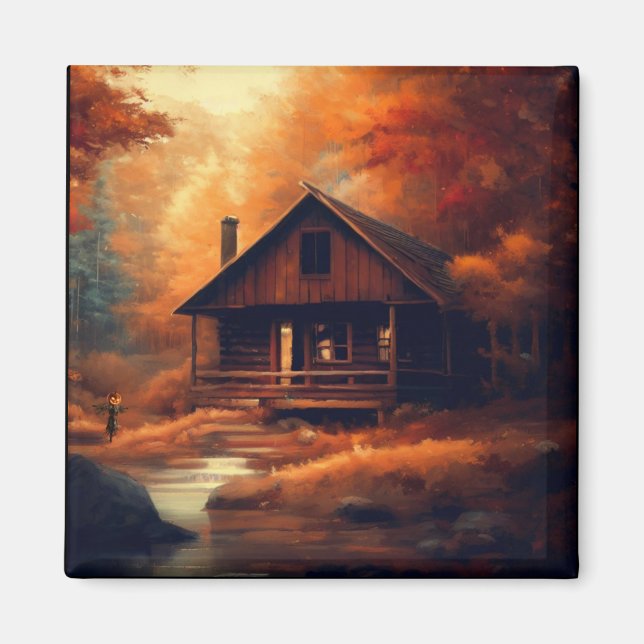 Imán Otoño/otoño/Halloween/pintura rústica (Frente)