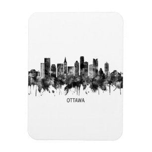 Imán Ottawa Canada Skyline BW