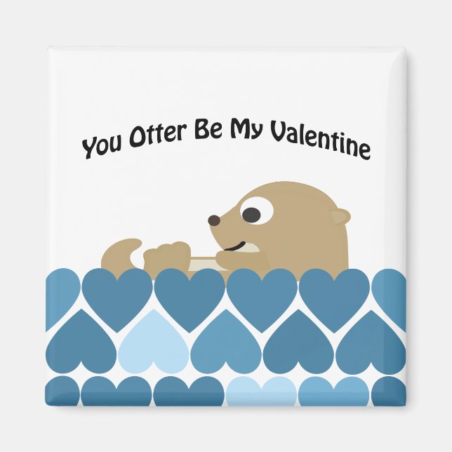 Imán Otter Be my Valentine with Hearts (Frente)