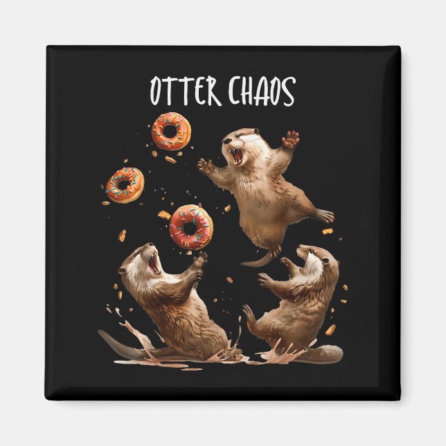 Imán Otter Chaos Funny Bagel Fighting Sea Otters Pun An (Frente)