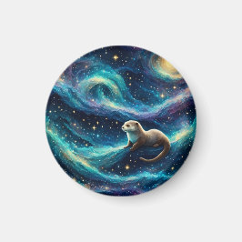 Imán Otter en un océano nocturno estrellado