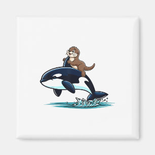 Imán Otter marino Riding Orca Costume Sea Animal Lover 