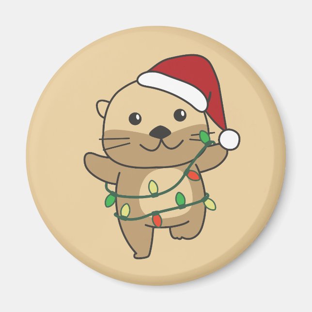 Imán Otter Navidades Animales de invierno Holiday Otter (Frente)