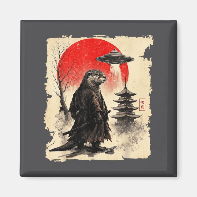 Imán Otter Samurai Retro Ufo Japanese Warrior Art Graph (Frente)