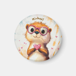 Imán Otter Valentine's Day Heart Badge - Kids School