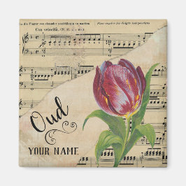 Imán Oud Tulip Vintage Sheet Music Personalizado