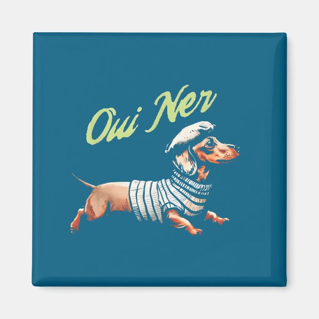 Imán Oui Ner Funny Dachshund Wiener Dog French Humor  (Frente)
