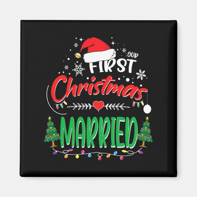 Imán Our First Christmas Married Newlywed Mr And Mrs  (Frente)