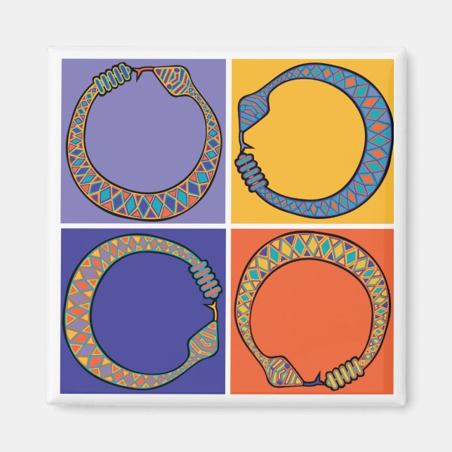 Imán Ourboros de serpiente azul (Frente)