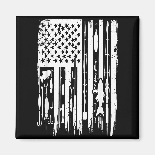 Imán Outdoor Fishing American Flag Fisherman Fish Lover (Frente)