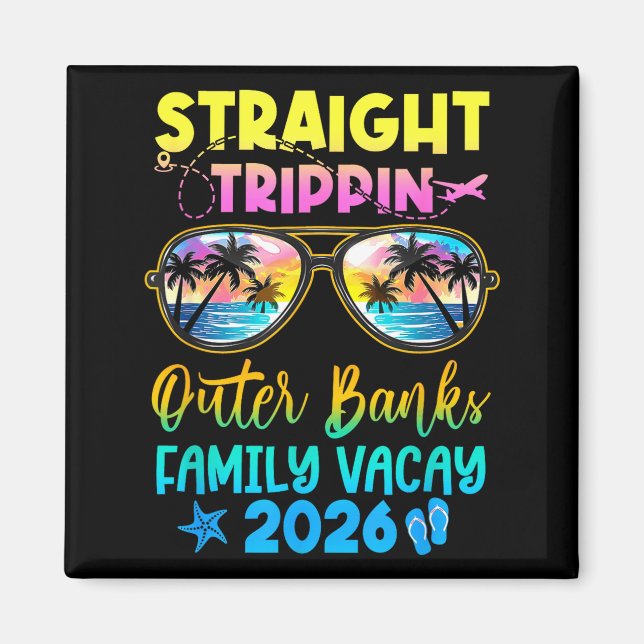 Imán Outer Banks Family Vacay Vacation 2026 Straight Tr (Frente)