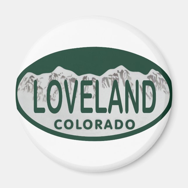 Imán Ovalada de licencia de Loveland (Frente)