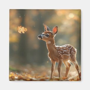 Imán Oveja Adorable viendo una caída de hojas en sereno