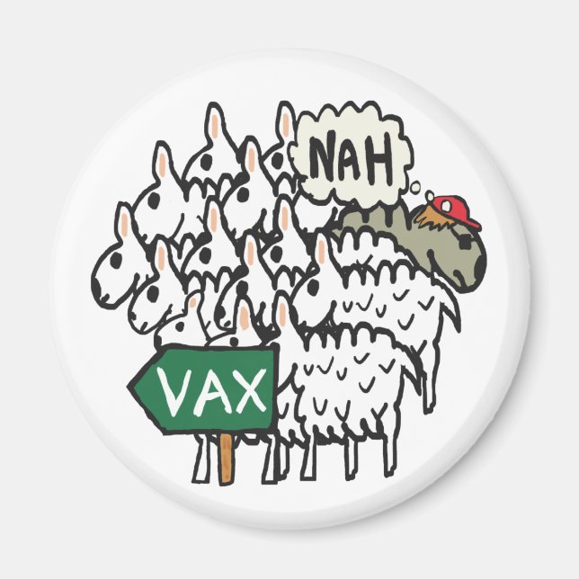 Imán Oveja anti vax divertida (Frente)