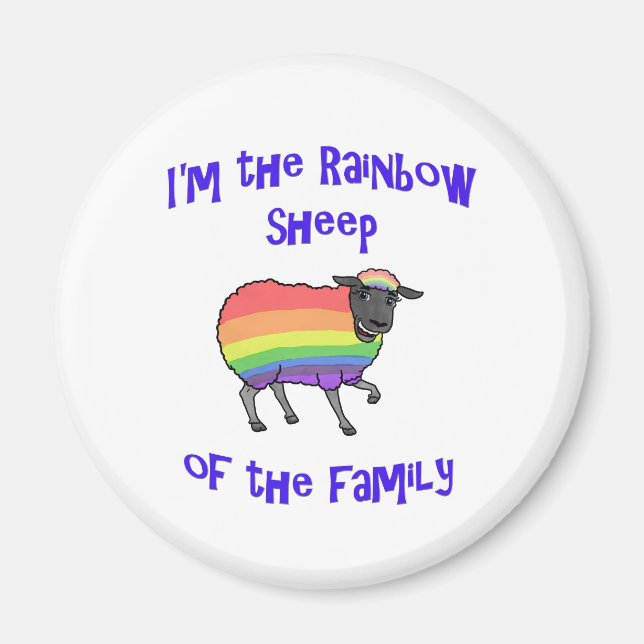 Imán Oveja arcoiris de la familia (Frente)