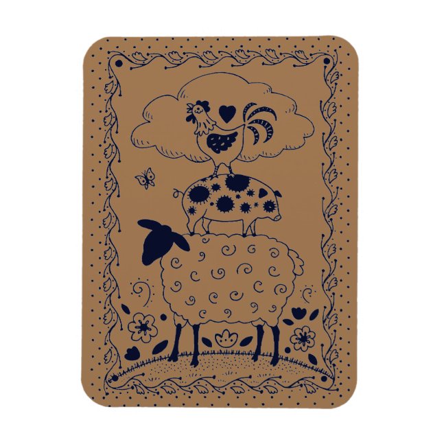 IMÁN OVEJA DE ANIMALES DE AGRICULTURA DE ARTE FOLLAR, C (Vertical)