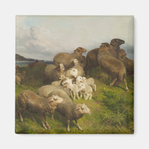 Imán Oveja en una pradera (por August Friedrich Schenck