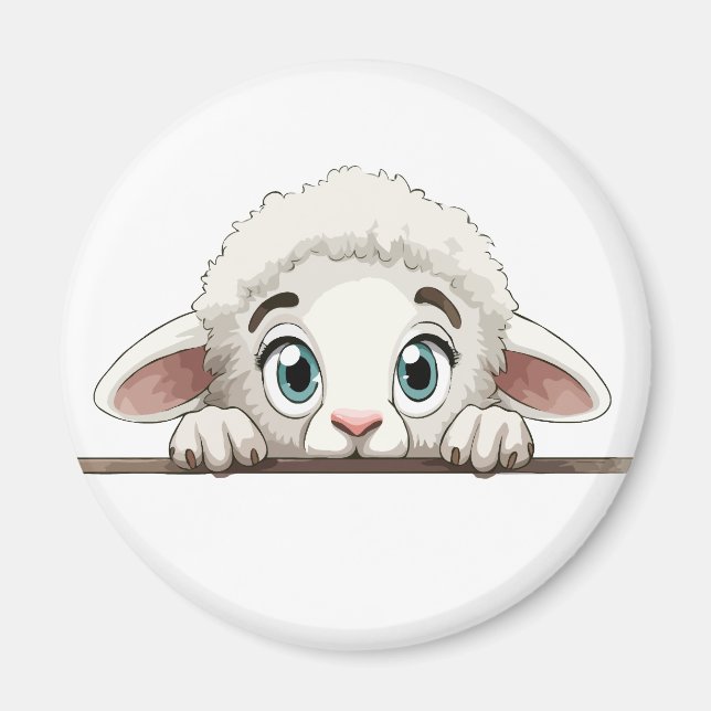 Imán Oveja Peeking Cute Adorable Gracioso Personalizado (Frente)