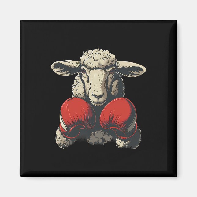 Imán Ovejas boxeando con guantes de boxeo Kickboxing Di (Frente)