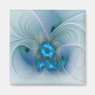 Imán Ovejas en pie, abstracto fractal turquesa azul