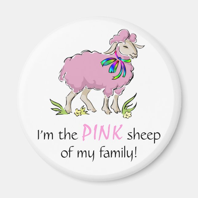 Imán Ovejas rosadas de la familia (Frente)