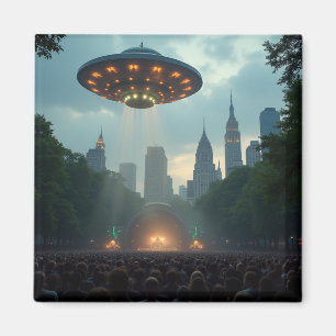 Imán OVNI sobre un concierto en Central Park 2035
