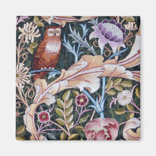 Imán Owl and Flowers, William Morris Magnet