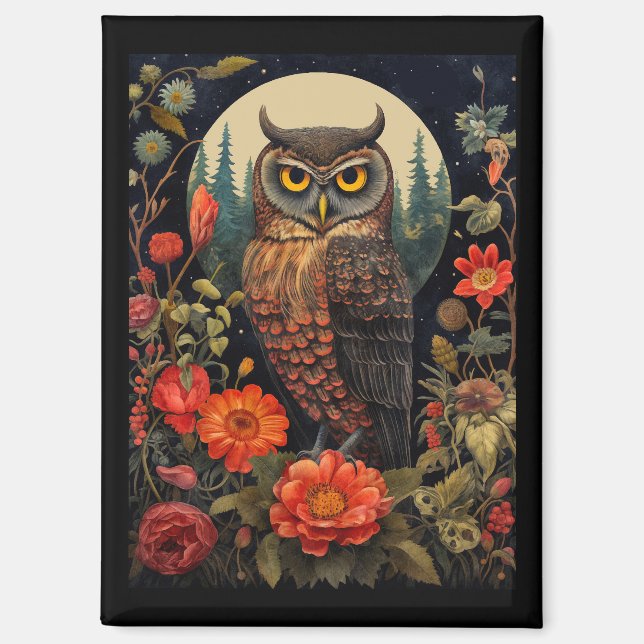 Imán Owl at Night with a Full Moon (Anverso)