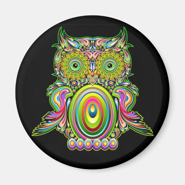 Imán Owl Psychedelic Popart Magnet (Frente)