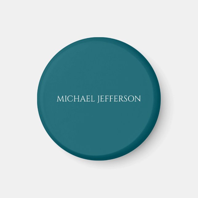 Imán Own Name Plain Dark Teal Color Personalized Custom (Frente)