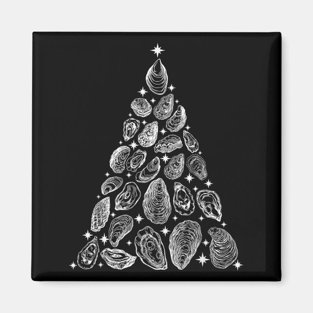 Imán Oyster Christmas Tree Seafood Shellfish Holiday Be (Frente)