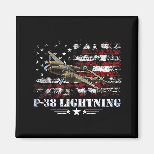 Imán P-38 Lightning P38 Ww2 Aircraft Fighter Jet Pilot (Frente)