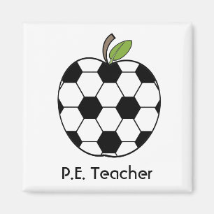 Imán P.E. Teacher Soccer Ball Apple Magnet